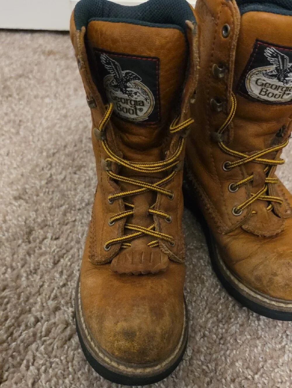 Georgia Boot Kids Tan Leather Lace-Up Work Boots